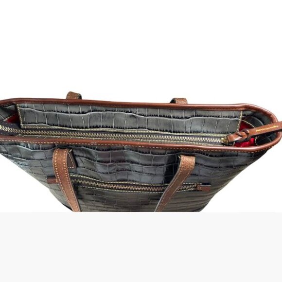 Dooney & Bourke Medium Gray Embossed Mock Croc Bag Tote EUC - Picture 10 of 14